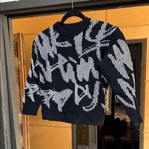 Zara boys Black and White Graphic Crewneck Sweater